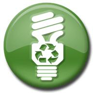 Recycling symbol in light bulb